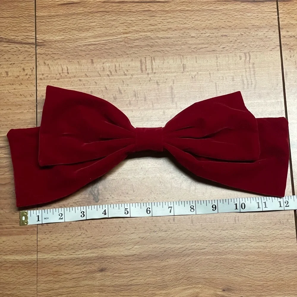 Oversized Red Velvet Bow French Barrette Hair Clip